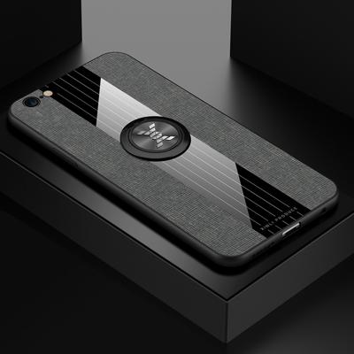 Voor iPhone 6 plus/6s plus XINLI stiksels doek Textue schokbestendig TPU beschermhoes met ring houder (grijs)