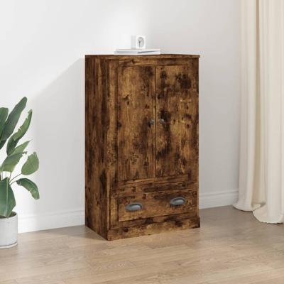 Hoge kast 60x35,5x103,5 cm bewerkt hout gerookt eikenkleurig