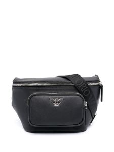 Emporio Armani sac cabas en cuir à plaque logo - Noir