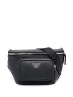 Emporio Armani sac cabas en cuir à plaque logo - Noir - thumbnail