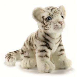 Levensechte Hansa pluche witte tijger pup knuffel zittend 18 cm