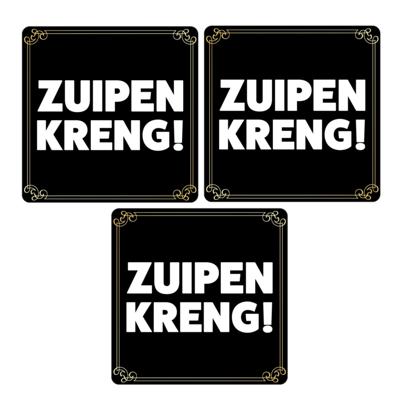Fun drankspel bierviltjes Zuipen kreng - 30x stuks - zwart - grappige bierviltjes