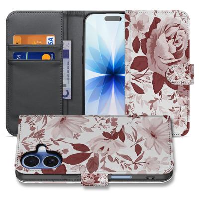 Book Case iPhone 17 Watercolor Flowers Met Pasjes