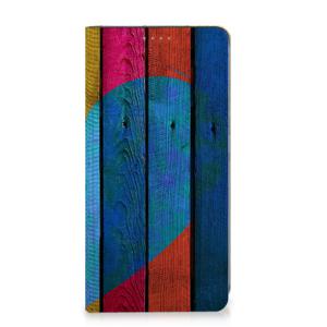 Samsung Galaxy S24 Book Wallet Case Wood Heart - Cadeau voor je Vriend