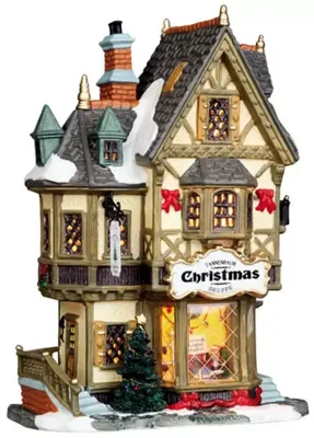 Lemax tannenbaum christmas shoppe verlicht kersthuisje Caddington Village 2003