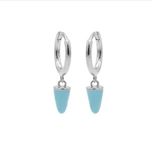 Karma Oorringen Hinged Hoops Emaille Cone Turquoise Zilver