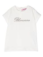 Miss Blumarine t-shirt en coton à logo strassé - Blanc