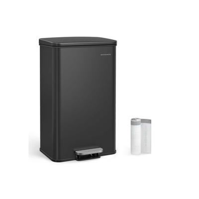 Stalen afvalbak met deksel, Zwart