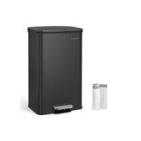 Stalen afvalbak met deksel, Zwart