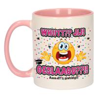 Geslaagd cadeau mok - roze - Whutt jij geslaagd - keramiek - ca. 300 ml - thumbnail