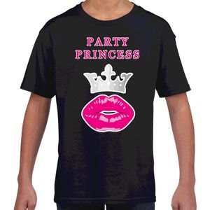 Party princess cadeau t-shirt zwart voor meiden/meisjes