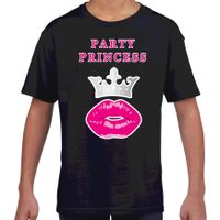 Party princess cadeau t-shirt zwart voor meiden/meisjes