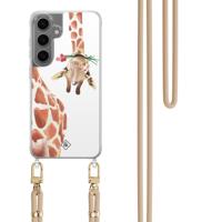 Samsung Galaxy S24 Plus hoesje met beige koord - Giraffe