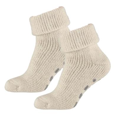 Wollen huissokken/slofsokken voor mannen - wit - anti slip sokken - cadeau