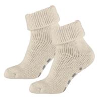 Wollen huissokken/slofsokken voor mannen - wit - anti slip sokken - cadeau