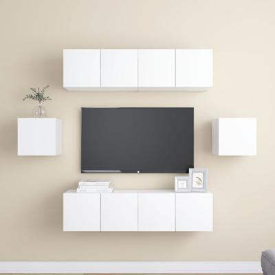6-delige Tv-meubelset bewerkt hout wit