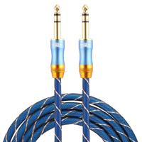 EMK 6.35 mm male naar Male 4 sectie vergulde plug grid nylon gevlochten audio kabel voor Speaker versterker mixer lengte: 2m (blauw)