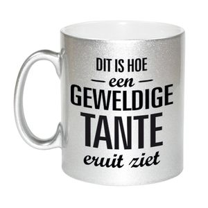 Zilveren geweldige tante cadeau koffiemok / theebeker 330 ml