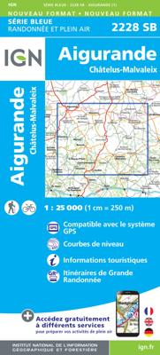 Wandelkaart - Topografische kaart 2228 SB - Serie Bleue Châtelus-Malvaleix, Aigurande | IGN - Institut Géographique National Wandelkaart - Topografische kaart 2228 SB - Serie Bleue Châtelus-Malvaleix, Aigurande | IGN - Institut Géographique National