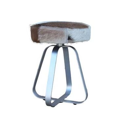 HSM Collection kruk - geitenhuid - metalen poot - 35x45x35 cm