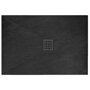 Douchebak REA Black Rock | 90x120x3.5 cm | Incl.Afvoersifon | Acryl | Rechthoek | Zwart