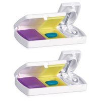 2x Medicijnen doos/pillendoos 2-vaks en splitser 9 cm