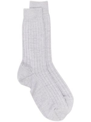 Sunspel chaussettes nervurées à logo imprimé - Gris