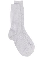 Sunspel chaussettes nervurées à logo imprimé - Gris