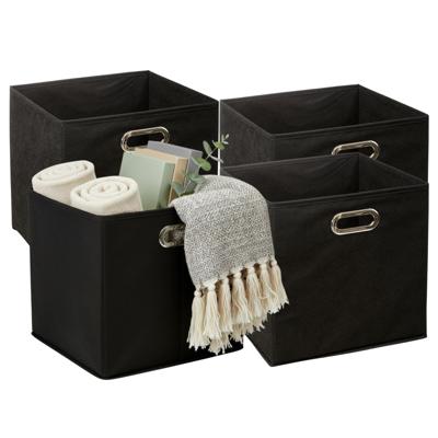 5Five Opbergmandjes - 4x - zwart - stof - inhoud 29 liter - 31 x 31 x 31 cm - Kast opberg box
