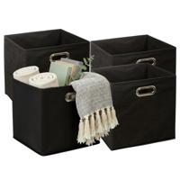 5Five Opbergmandjes - 4x - zwart - stof - inhoud 29 liter - 31 x 31 x 31 cm - Kast opberg box