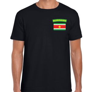 Suriname landen shirt met vlag zwart voor heren - borst bedrukking 2XL  -