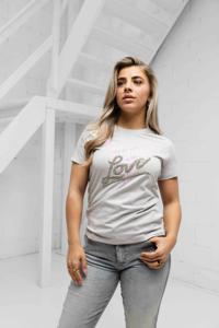 Guess Triangle Love T-Shirt Dames Grijs - Maat S - Kleur: Grijs | Soccerfanshop