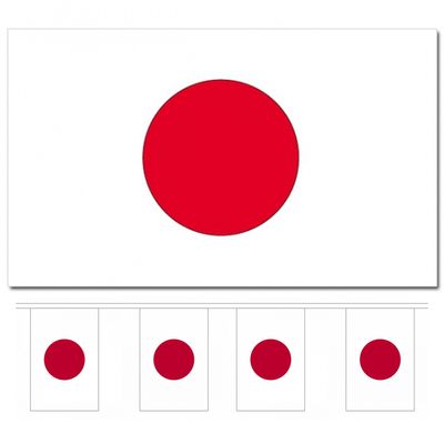 Landen vlaggen versiering set - Japan - Vlag 90 x 150 cm en vlaggenlijn 9 meter