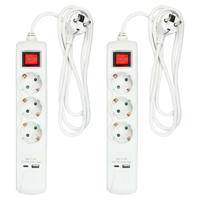 Benson Stekkerdoos 3-voudig - 2x usb - schakelaar - geaard - wit - 150 cm