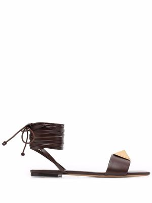 Valentino Garavani sandales Rockstud Gladiator - Marron