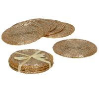 Gerimport Onderzetters - 12x stuks - kunststof - goud - 10 cm - voor glazen