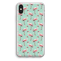 Flamingoprint groen: iPhone XS Transparant Hoesje