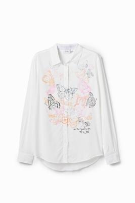 Licht shirt vlinders - WHITE - XL