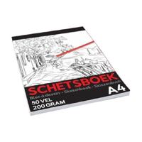 Schetsboek/tekenboek A4 formaat - wit papier - 50 vellen - 200 grams - thumbnail