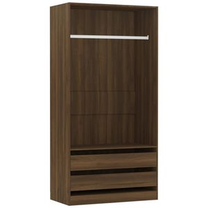 The Living Store Kledingkast - Compact - 100 x 50 x 200 cm - Bruineiken