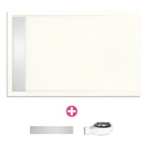 Douchevloer Xenz Easy Tray | 120x90 cm | Incl.Gootcover en Afvoersifon | Acryl | Rechthoek | Wit mat