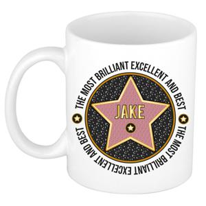 Naam mok Jake - wit - Most Brilliant - keramiek - 300 ml - cadeau collega beker