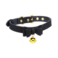 XR Brands Golden Kitty - Cat Bell Collar - Black/Gold