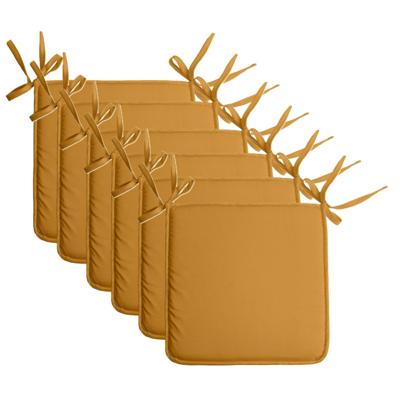 Stof Textile Home stoelkussens - 6x - okergeel - 38 x 38 x 3 cm - voor binnen - vierkant