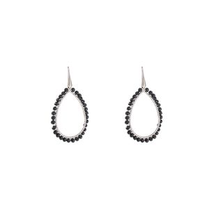 Day&Eve Hang Oorbellen Beads Open Drop Black Mix | Zilver