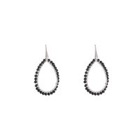 Day&Eve Hang Oorbellen Druppelvorm met Kraaltjes Black Mix Zilver