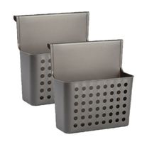 Set van 2x stuks badkamer/keuken hang opbergmandjes/organizers antraciet 26 x 24 cm