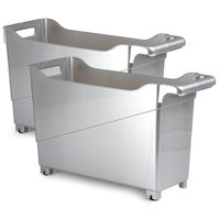 Set van 2x stuks kunststof trolleys zilver op wieltjes L45 x B17 x H29 cm