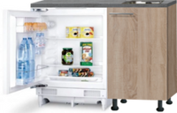 Keukenblok 110cm Houtnerf met inbouw koelkast en rvs spoelbak RAI-4366
