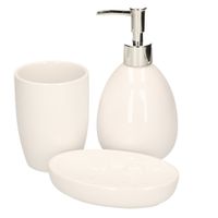 3-Delige badkamer/toilet accessoires set wit van dolomiet